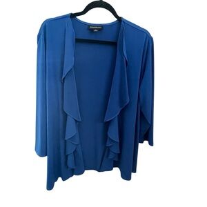 Monterey Bay Royal Blue Cardigan Fly Away Cascade Front - 1X